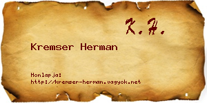 Kremser Herman névjegykártya